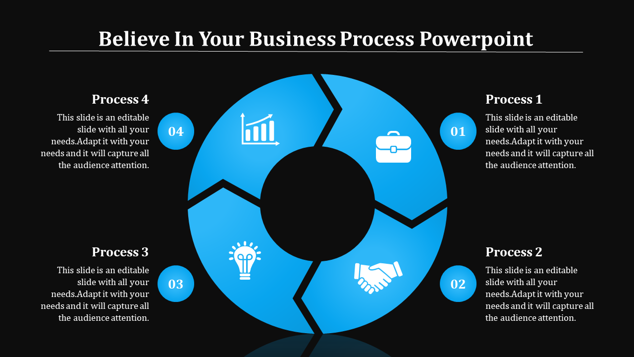 Business Process PowerPoint template and Google slides with Dark background